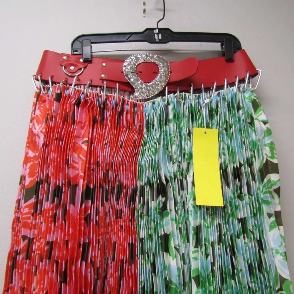 CHOPOVA LOWENA Spliced Floral-Print Belted Skirt